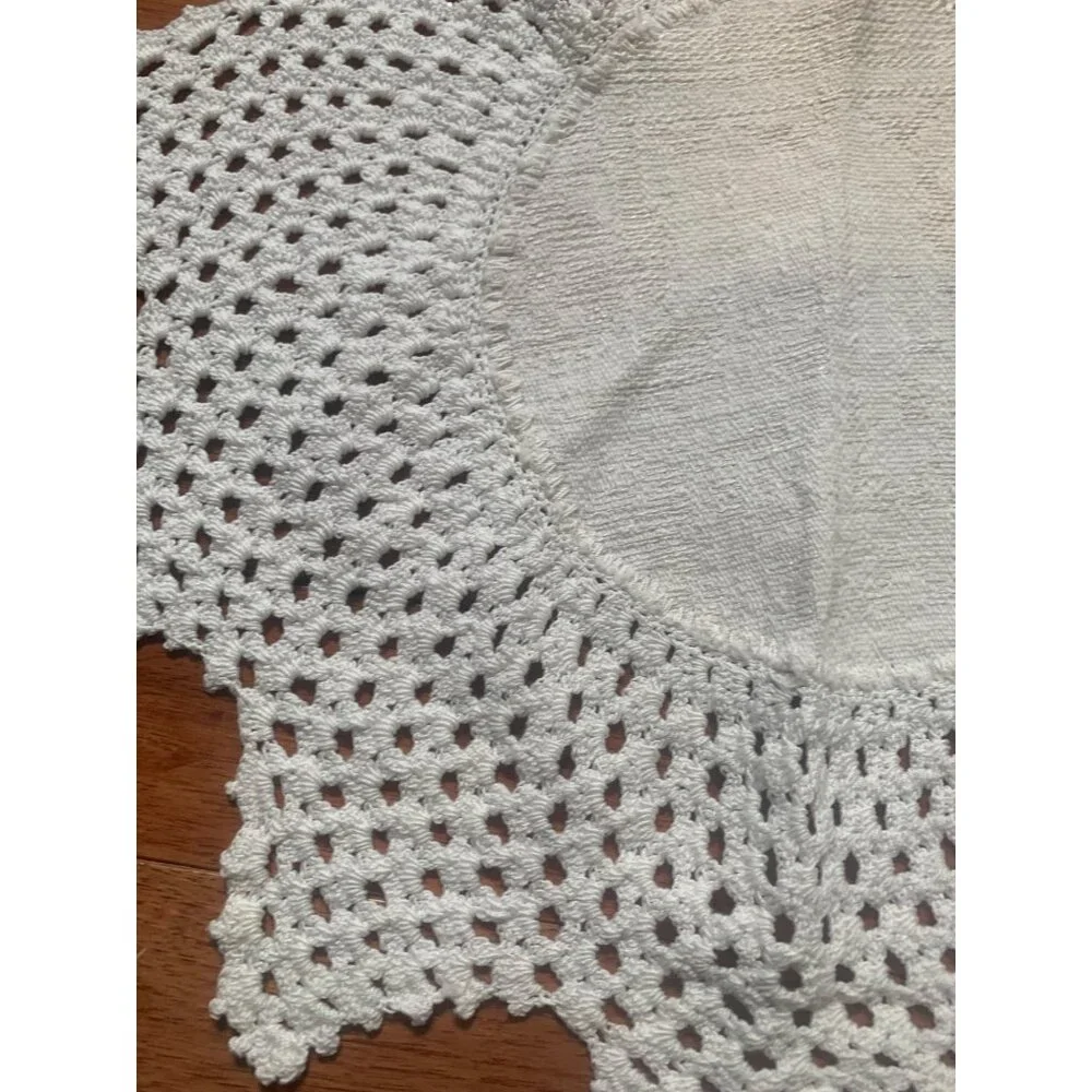 Handcrafted 16-Inch Vintage Cream Crocheted Round Doily
